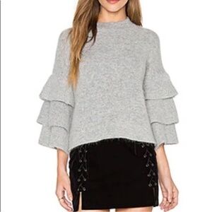 Endless Rose Gray 3 Tiered Flared Sleeve Sweater Size Small